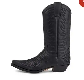 

2020 Men's New Fashion Pu Leather Cowboy Boots Med Heel Motorcycle Boots Casual High Quality Mens Boots Zapatillas Hombre 4M641