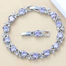 Ослепительный Фиолетовый Кристалл 925 пробы серебряный браслет здоровье модные ювелирные изделия для женщин коробка ювелирных изделий SL71