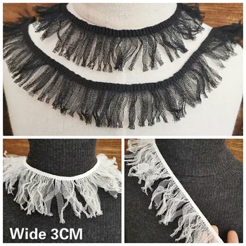 

3CM Wide White Black Soft Mesh Lace Material Guipure Fringe Lace Collar Trim Sewing Trimmings For Clothing Dress Decoration