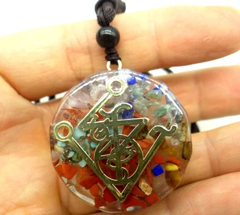 

8pc Retro Colorful Chips Natural Stone lapis aventurine Chakra Orgone Energy beads Pendulum Amulet Reiki Healing Pendant Necklac