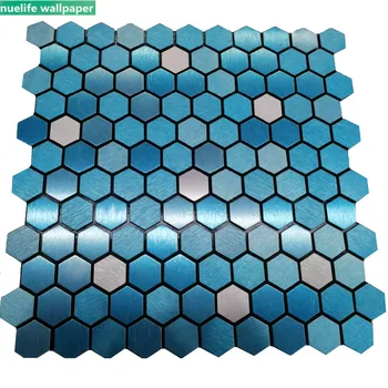 

Hexagonal Colorful Aluminum Plastic Panel Mosaic Tile Wall Sticker Background Wall Mosaic Self-adhesive 3D Wall Sticker