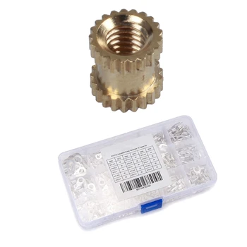

395 Pcs Parts: 20Pcs M3 Female Threaded Knurled Insert Embedded Nuts & 375 Pcs Non-Insulated Ring Fork U-Type Terminals