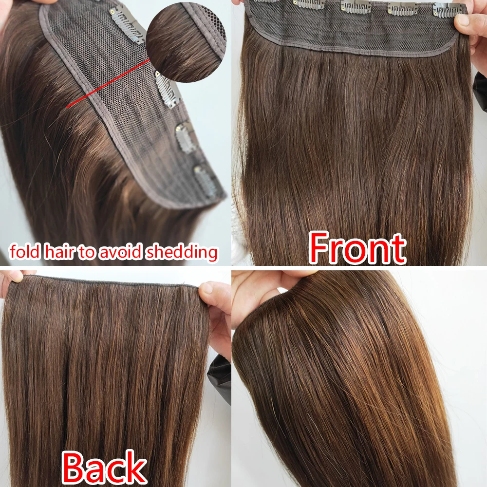 14"-24" Piano Color One Piece Clip in 100% Real Human Hair Extension 1Pcs/5 clips Machine Made Remy Natural Straight Hair