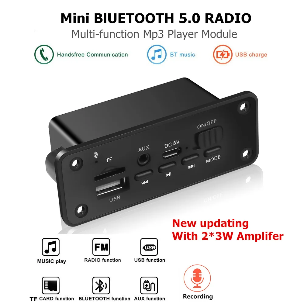 Автомобильный комплект громкой связи FM радио Bluetooth 5 0 mp3 плеер декодер плата