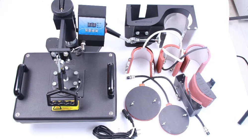 

Free shipping 7 in 1 combo heat transfer machine for mug T-shirt Mug cap plate printing