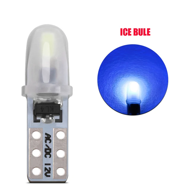 10Pcs T5 W3W W1.2W LED Auto Car Dashboard Light 3014 2-SMD Reading Instrument Panel Lamp No Polarity Bulb White Amber 12V DC Ice Bule