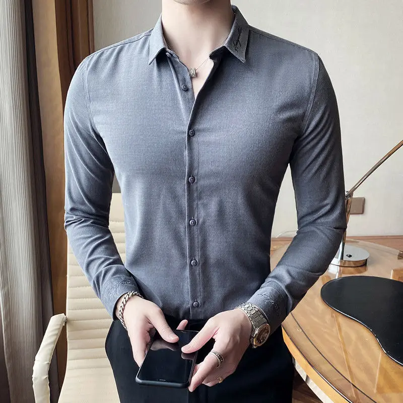 Gant Long Sleeve Shirt blue-white business style Fashion Formal Shirts Long Sleeve Shirts 