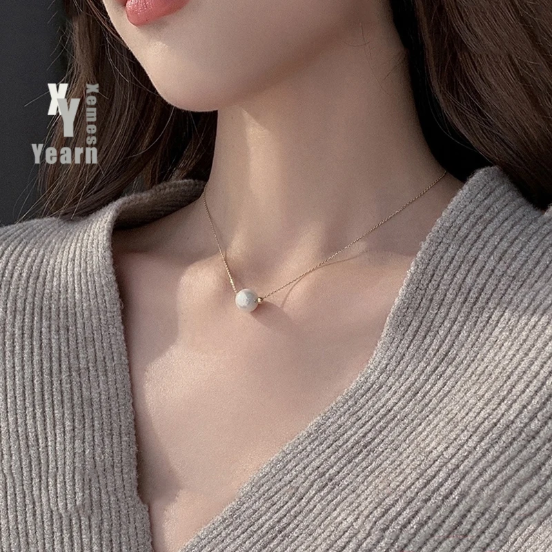 Summer 2021 Simple Single Pearl Pendant Necklace For Woman Korean