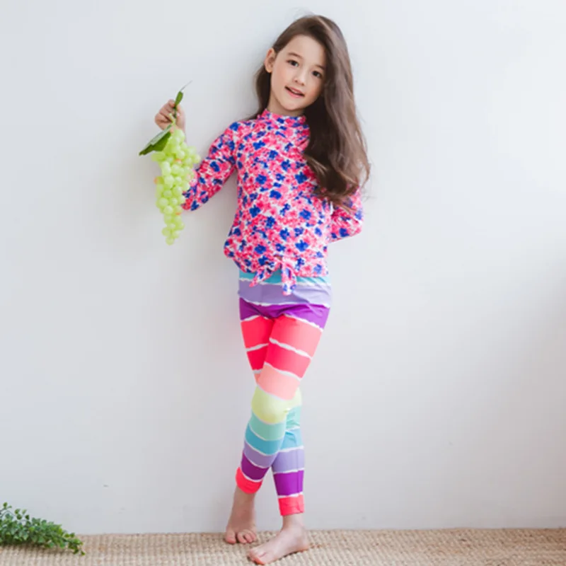 

Split Type KID'S Swimwear GIRL'S Long Sleeve Trousers Full Body Sun-resistant Princess Students Big Boy Men's Less Girls Swimwea