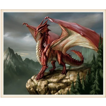 

3D Diamond Cross Painting Stitch 5D Diamond Embroidery Red Dragon Diamond Mosaic Resin Home Decor DIY Diamond Art