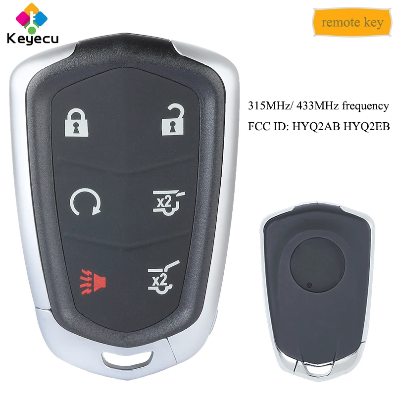 

KEYECU Keyless Entry Smart Remote Car Key With 6 Buttons 315MHz/ 433MHz - FOB for Cadillac Escalade ESV 2015-2019, HYQ2AB HYQ2EB