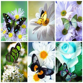 

EverShine Diamond Embroidery Butterfly Cross Stitch 5D Diamond Painting Animals Home Decor Bead Picture Kts Handicraft Art