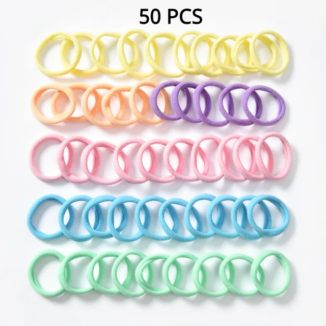 10/50/100 Pcs/Set Women Girls Colors Soft Scrunchies Elastic Hair Band Lady Lovely Solid Rubber Bands Female Hair Accessories Mix-1-50 Pcs