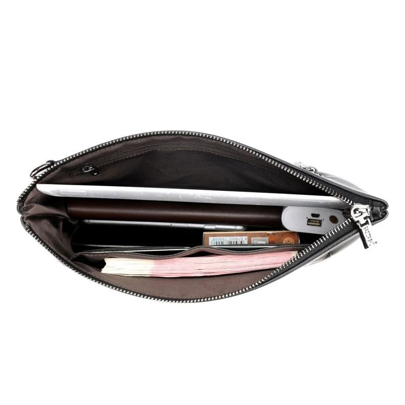 Star Embossing Men's PU Leather Wallet Handbag Zipper Clutch Long Wallet Business Large Capacity Clutch Purse Detachable Wristle