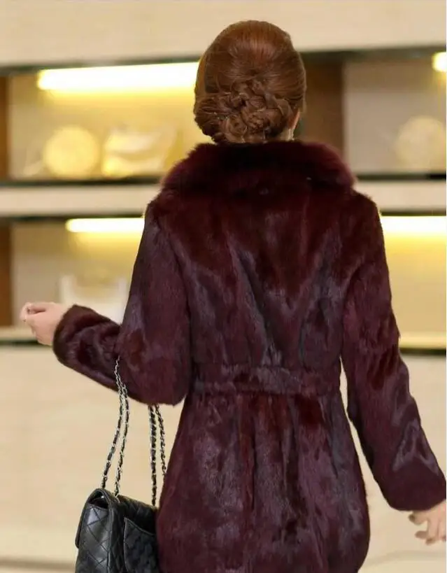 Женское роскошное зимнее пальто года из натурального Лисьего меха с воротником из натурального меха кролика, женское тонкое пальто из натурального меха Abrigos Mujer K359
