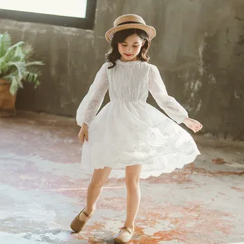

YourSeason 2020 New Casual Lace Girl Kids Princess White Dresses Long Sleeve Lace Toddler Kids Spring Summer Loose Dress