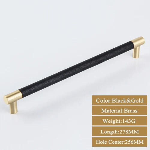 Black Gold 256MM Кабинет ручки шкаф тянуть ручки Кухня ручка - Цвет: Black Gold 256MM