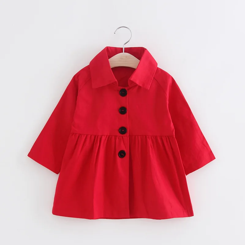 

2 3 4 5 6 Year Toddler Girls Coats 2019 New Spring Fall Kids Jackets for Girl Khaki Red Solid Children Outerwear Tops