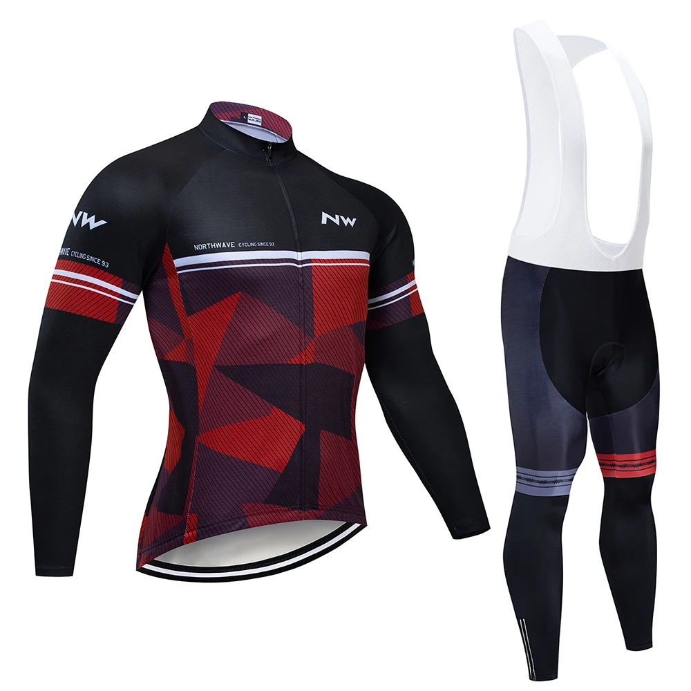 Long sleeve suit NW manga larga de ciclismo jersey conjunto de pantalones babero ropa de ciclismo ropa de bicicleta MTB униформа из Джерси - Цвет: Long sleeve suit