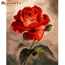 

RUOPOTY Frame Diy Painting By Numbers Kits Rose Flowers Wall Art Picture By Numbers For Home Decors Artwork 60x75cm Diy Gift