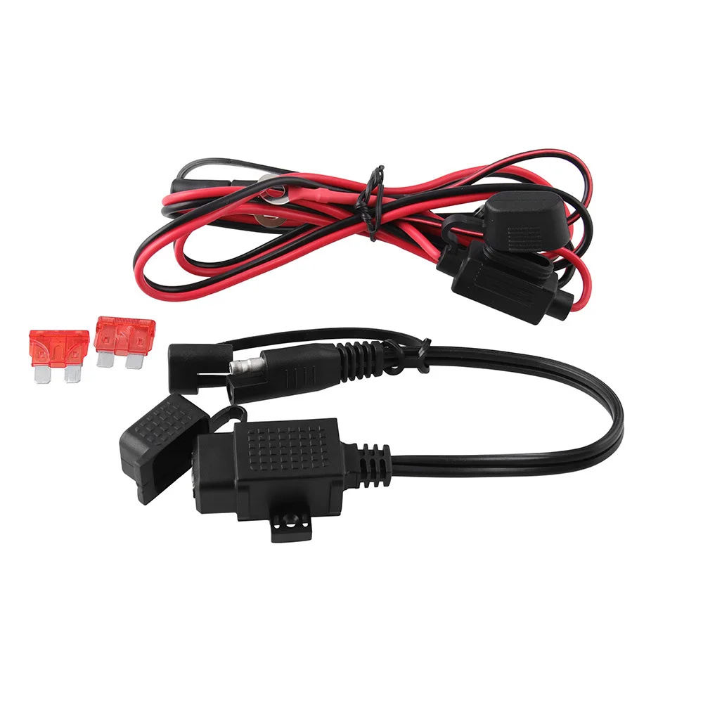 Водонепроницаемый 12V SAE USB телефон Зарядное устройство/адаптер кабель встроенным предохранителем для мотоцикла
