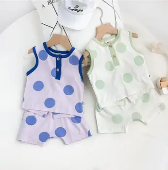 

2020 new baby boys 2 pcs dots set t-shirt+shorts fashion summer boys suit 0-4 years HV655