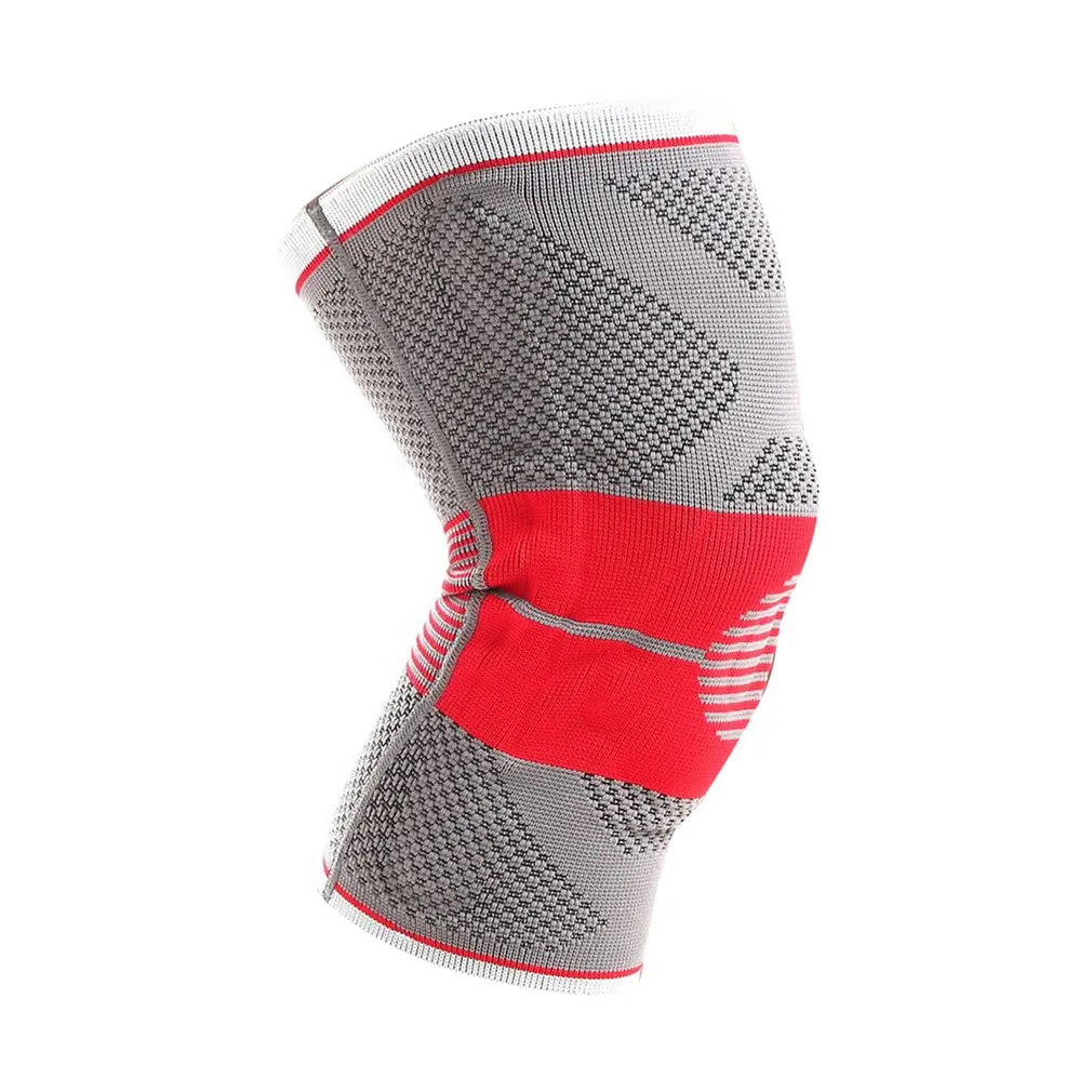 Mumian S03 Three- Dimensional Weaving Silica Gel Springs Support Gray Red Knee Pad