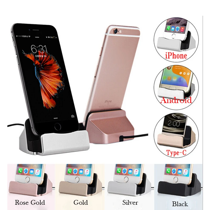 

For iPhone X 8 7 6 USB Cable Sync Cradle Charger Base For Xiaomi Android Type C Samsung Stand Holder Charging Base Dock Station