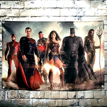 

Justice League Hollywood Movie Poster Tapestry Wall Hanging Wall Cloth Tapestries Flag Banner Wall Carpet ISN Background Cloth