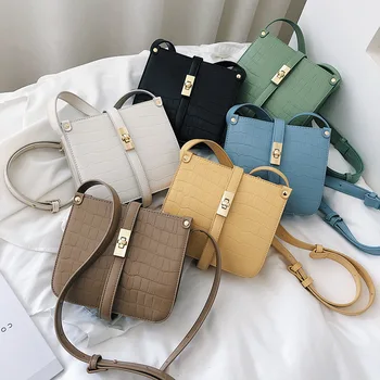 

Texture Bag For Women 2020 New Lock Square Bag Fashion Shoulder Messenger Bag Mobile Phone Bag