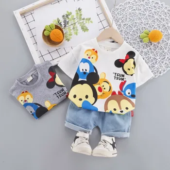

Summer Fashion Children Cotton Baby Boys Girls Clothes Cartoon T Shirts Shorts 2Pcs/sets Infant Kids Leisure Toddler Tracksuits