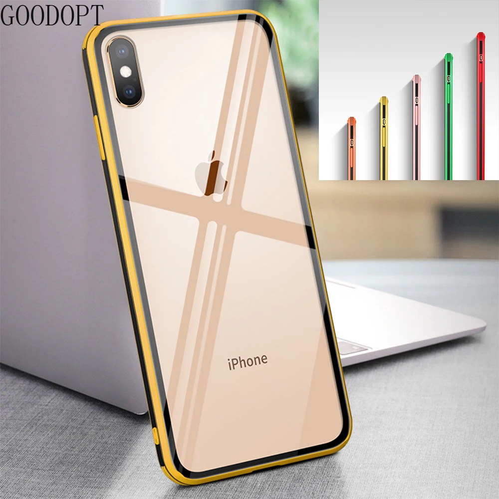 Новый Модный чехол из закаленного стекла для телефона iPhone X XS 11 Pro MAX XR Candy frame