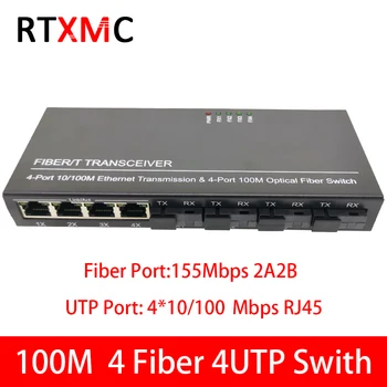 

4F4E 10/100M Fast Ethernet switch 20KM Fiber Optical Media Converter Single Mode 4*RJ45 & 4*SC 2A2B fast fiber Switch 4 ports