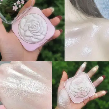 

3D Relief Flower Fairy High Light Waterproof brighten Shimmer Makeup Face Highlighter Powder Palette Bronzer Cosmetic TSLM1