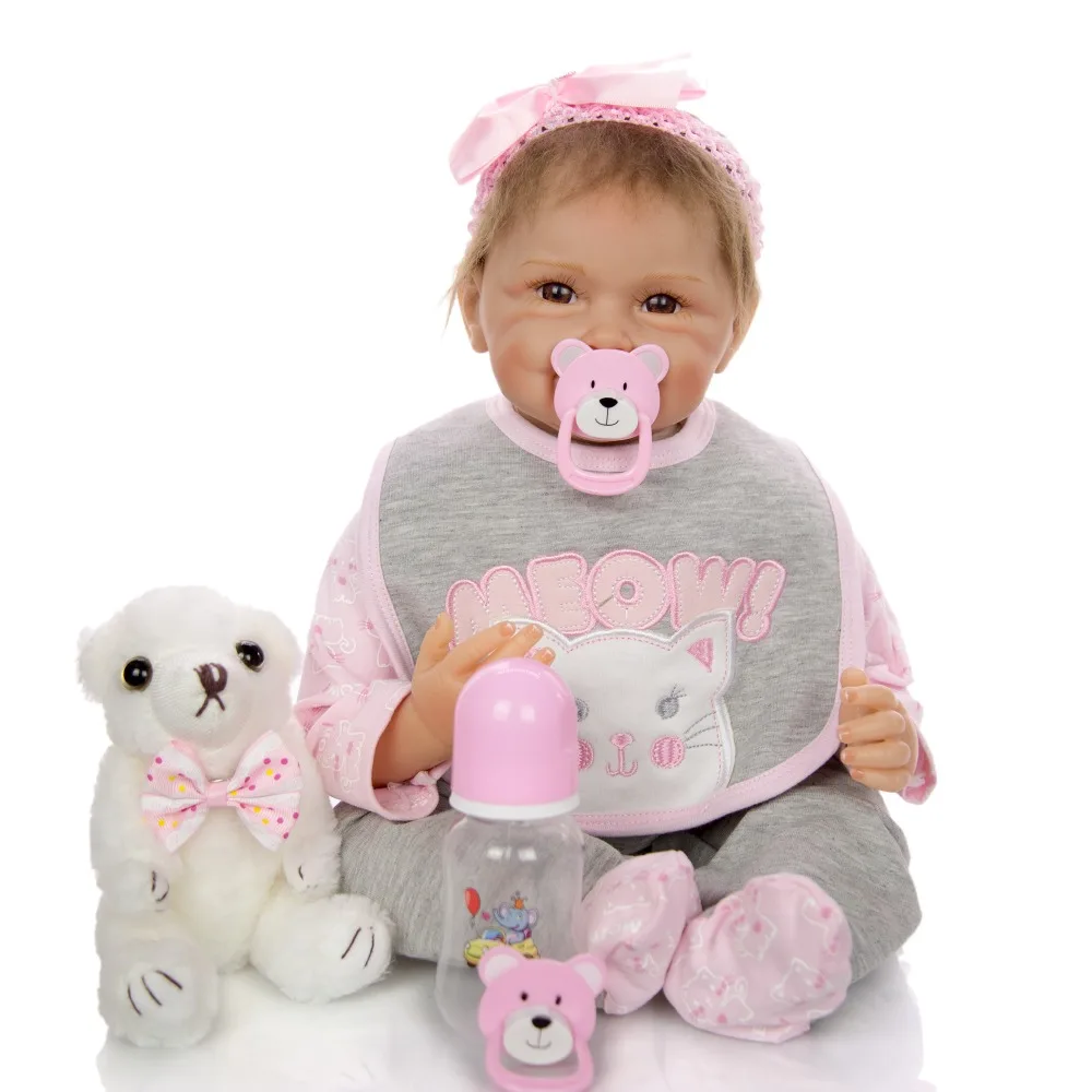 NPK 55 см мягкие силиконовые Новорожденные bebe Возрожденные куклы-Младенцы живые куклы 22 дюймов реалистичные настоящие куклы для девочек для детей Рождественский подарок