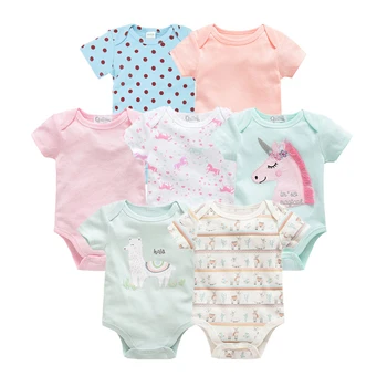 

Kavkas 7pcs Baby Boy Footie Short Sleeve Infant Sleepsuit Clothes Baby Footies Newborn Jumpsuit roupa infantil Clothing Set