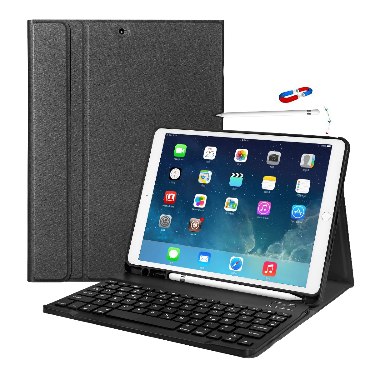 

10 pcs German Bluetooth Tablet Keyboard For iPad Air 10.5 inch Pro 11 inch for iPad 9.7 inch With Pen Groove Leather Protector