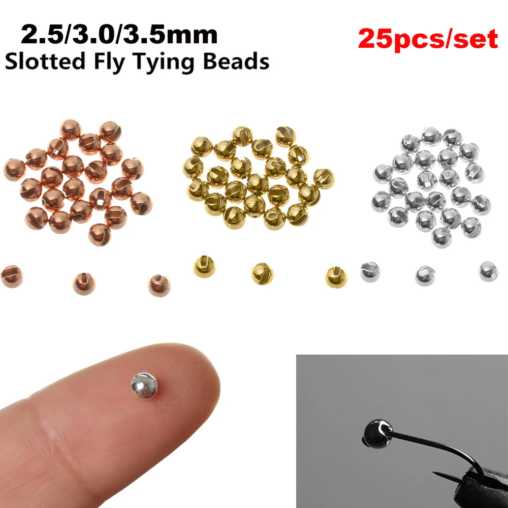 Copper Coloured Slotted Tungsten Beads 25 Beads Per Pack 