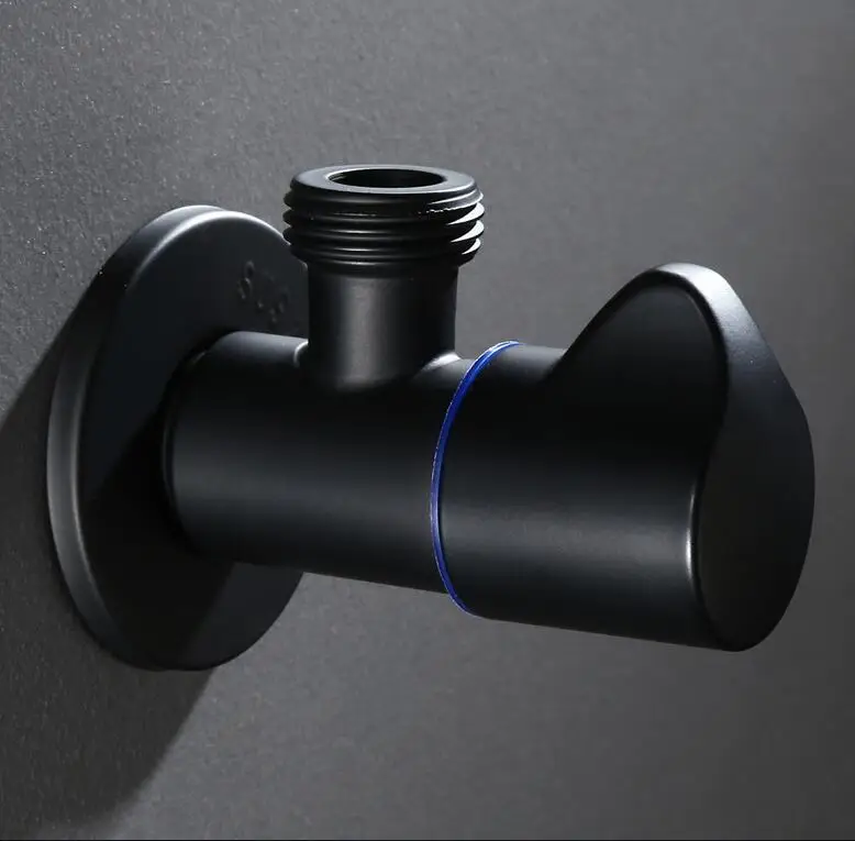 Black Standard G1/2 Thread Mixer with Angle Filled Valve, Taoqiu Solid Open-air Canned Faucet