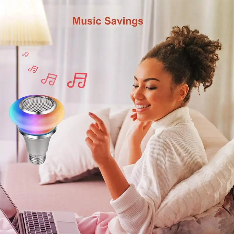 Затемняемая Беспроводная Bluetooth умная лампа светодиодный E27 RGB волшебная лампа музыкальный динамик изменение цвета управление приложением вечерние праздничные светильник