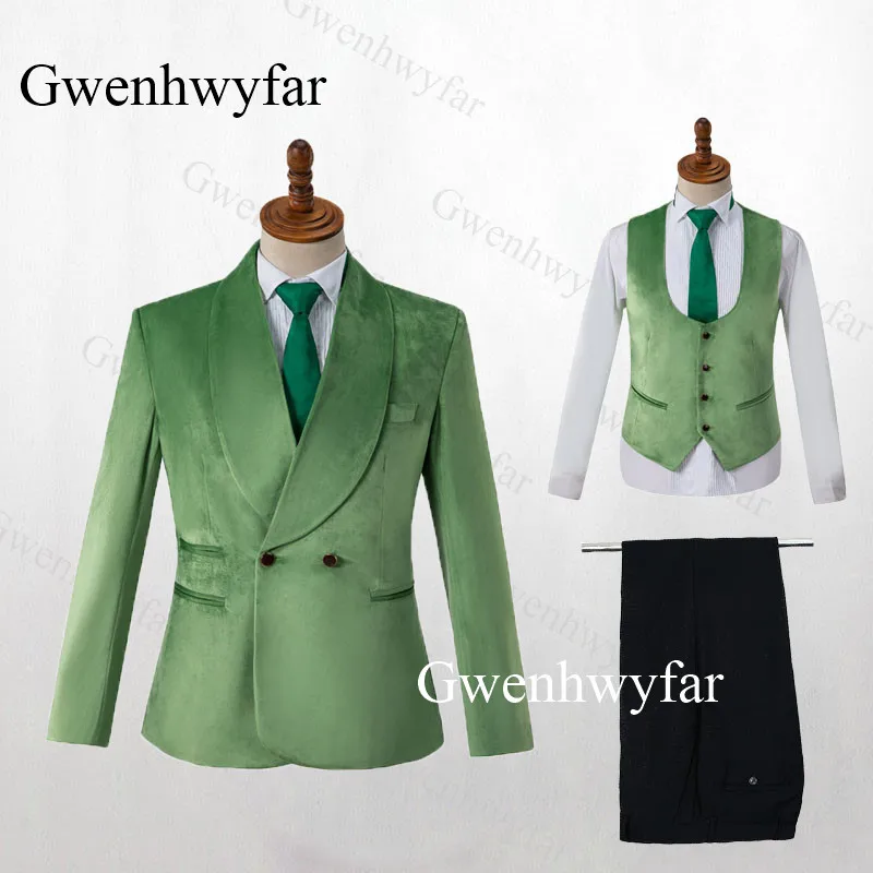 color 1 Gwenhwyfar мужские костюмы зауженного кроя, красные бархатные смокинги на выпускной, сценические Свадебные смокинги, осень, 3 предмета, мужской комплект, пиджак, жилет, брюки - Цвет: color 1