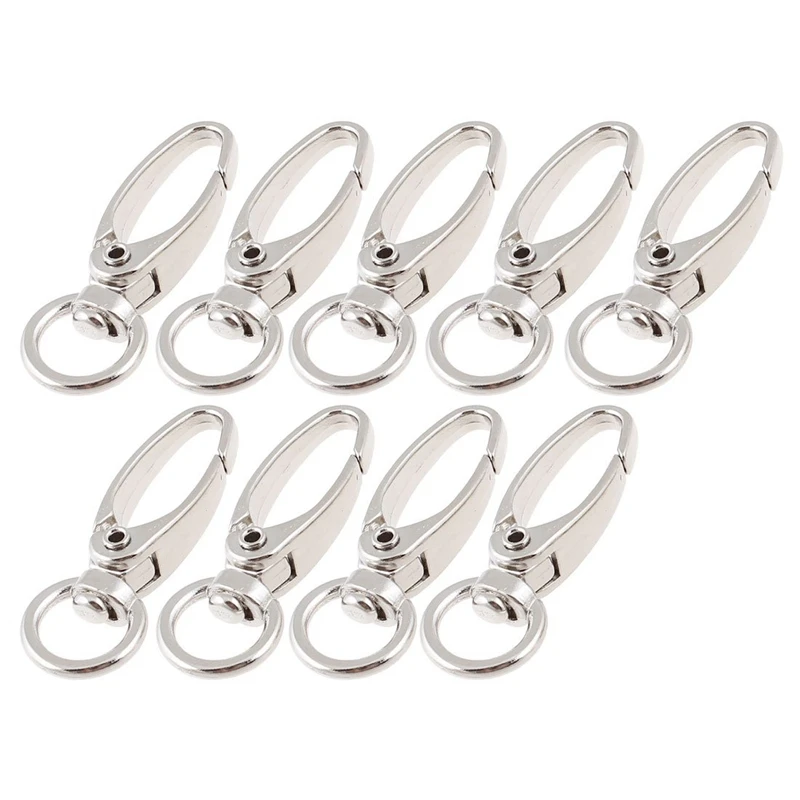 

Silver Tone D Swivel Trigger Hooks Key Ring Lobster Clasps 9 Pcs