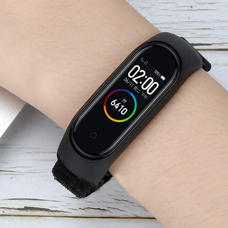 Нейлоновый спортивный ремешок мягкий дышащий для Xiaomi Mi band 4 совместимый с Band 3