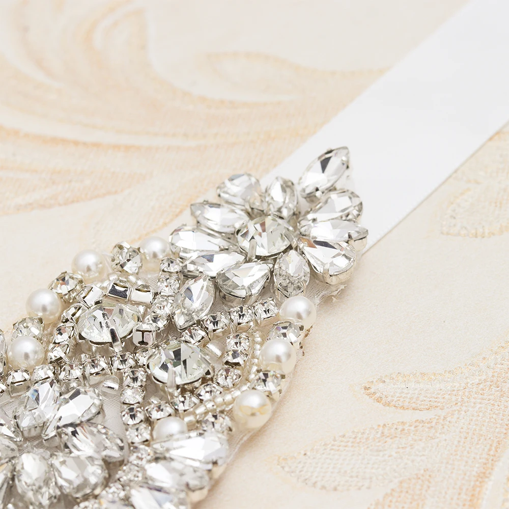 MissRDress Wedding Dress Belt Rhinestones Bridal Sash Crystal Pearls Bridal Belt Gold Wedding Sash Bridal Dress Belt JK850