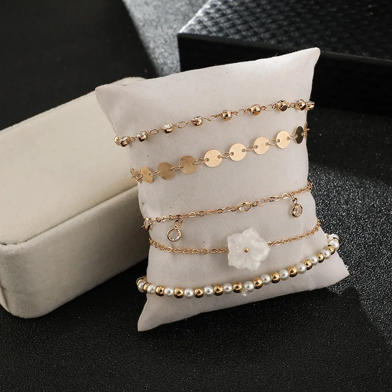 Bohemian Beaded Ankle Bracelets Set Multilayer Rhinestone Heart Charm Chain Bracelets Women Anklet Foot Jewelry Gift 5Pcs Bohemian Beaded Ankle Bracelets Set Multilayer Rhinestone Heart Charm Chain Bracelets Women Anklet Foot Jewelry Gift 5Pcs