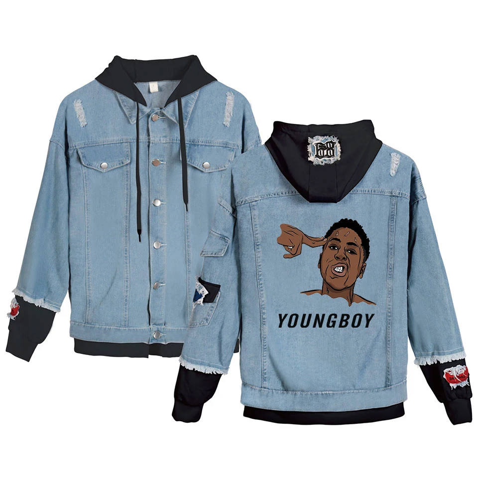 Blue denim black Куртки в стиле хип-хоп; джинсовая куртка для мальчиков; сезон осень-зима; теплая куртка с капюшоном для мужчин и женщин; свободные куртки из двух предметов - Цвет: Blue denim black