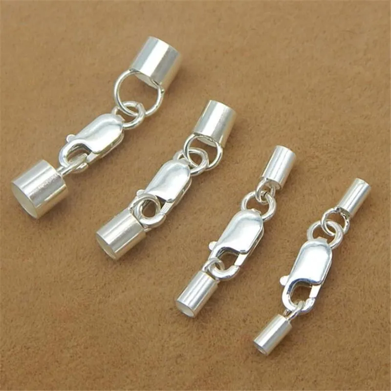 2 개/몫 1.5/2/2.5/3/4MM 엔드 캡 랍스터 Clasps 점프 링 커넥터 맞춤 라운드 팔찌 가죽 코드 DIY