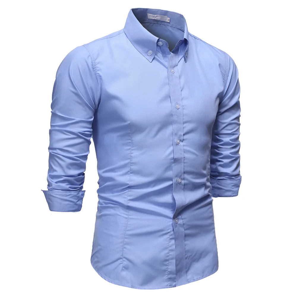 Мужская Повседневная рубашка Slim Fit Мужская Повседневная рубашка на пуговицах большой код рубашка с длинными рукавами официальные сорочки мужская одежда