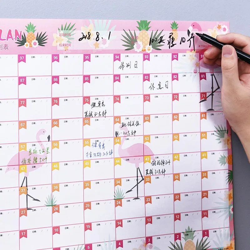 New 100 Days Countdown Calendar Learning Schedule Periodic Planner Table Gift For Kids Study Planning Learning Supplies