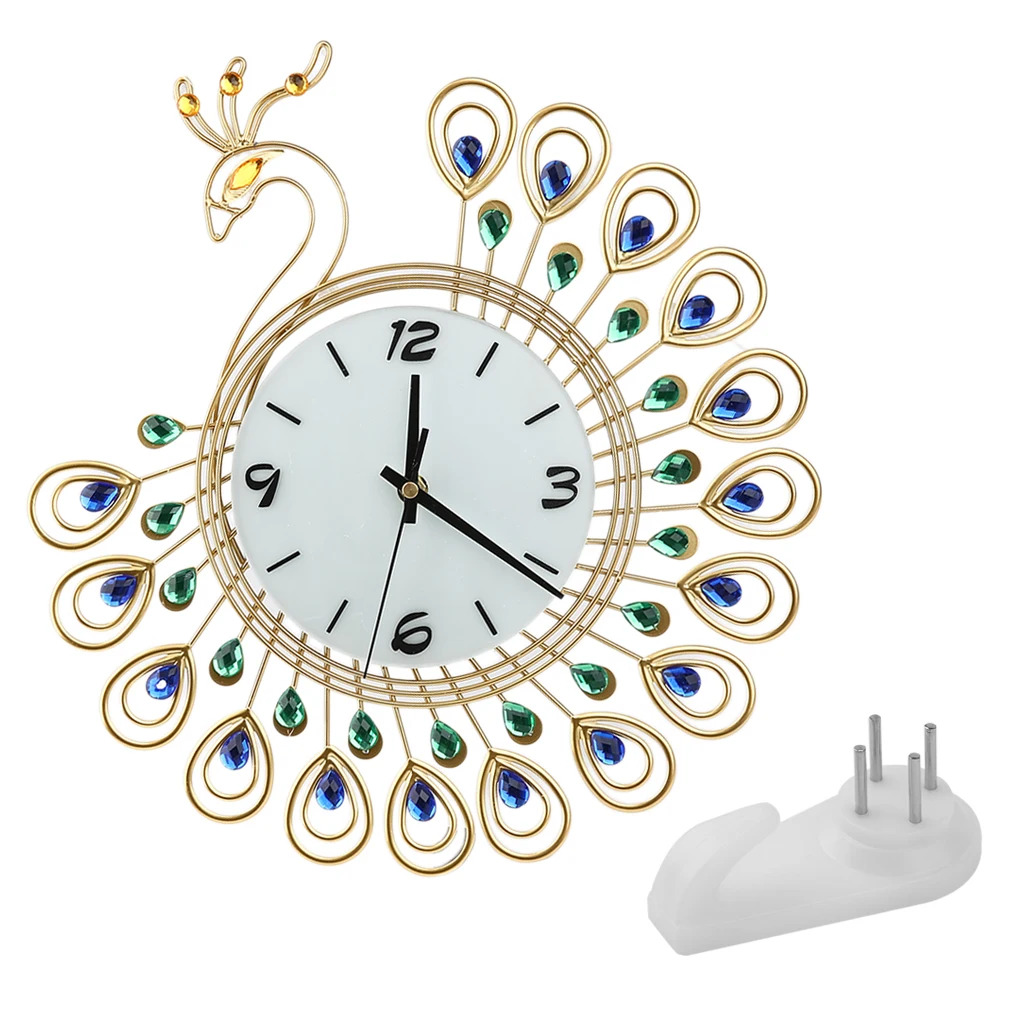 

Luxury Peacock Wall Clock Wrought Iron Set Auger Wall Clock Bedroom Creative Super Mute Wall Clock Modern Quartz Clock Fashion